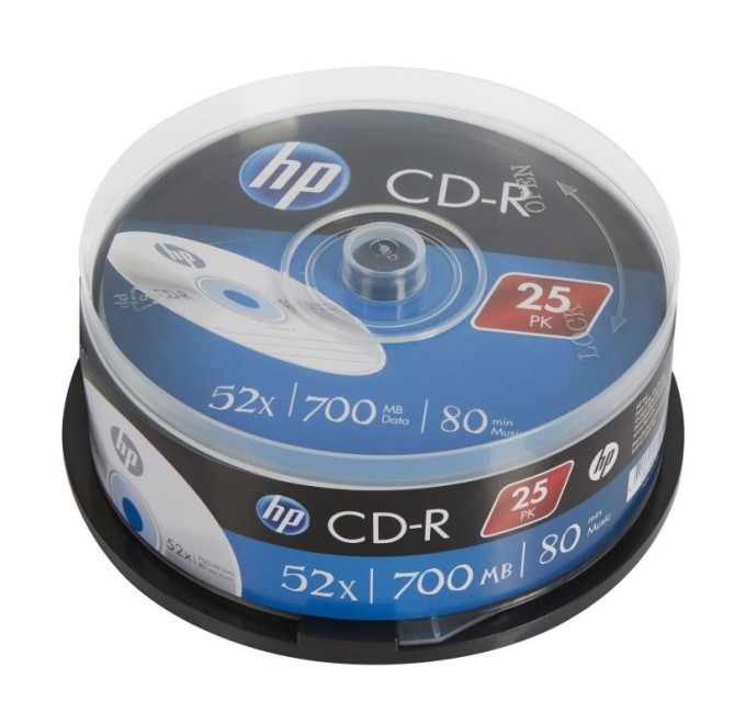 CD-R HP 700MB (80min) 52x 25-cake