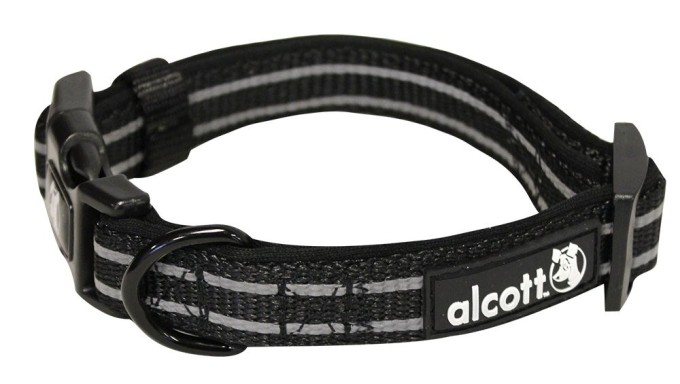Alcott reflexný obojok pre psy, Adventure, čierny, veľkosť M