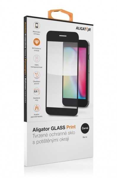 Ochranné tvrzené sklo ALIGATOR PRINT, Realme C21, černá, celoplošné lepení