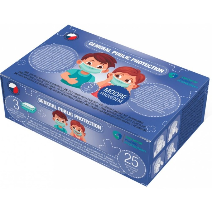 General Public dětská jednorázová rouška 25 ks MODRÁ