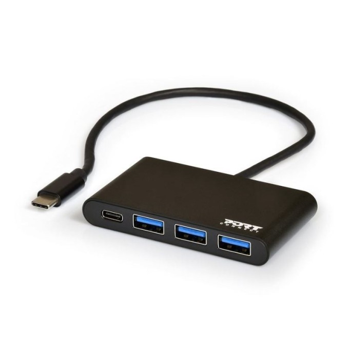 PORT CONNECT USB-C HUB, 3x USB 3.0 + 1x USB-C, černý