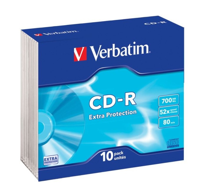 CD-R Verbatim DL 700MB (80min) 52x Extra Protection slim, 10ks/pack