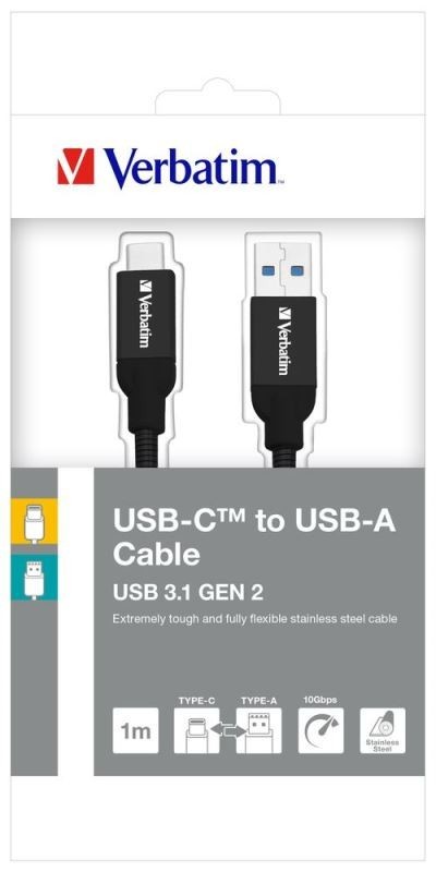 Verbatim USB-A 3.1 na USB-C 2.0 100cm, SYNC + CHARGE černý