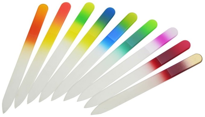 Pilník skleněný, oboustranný, barevný, 9 cm