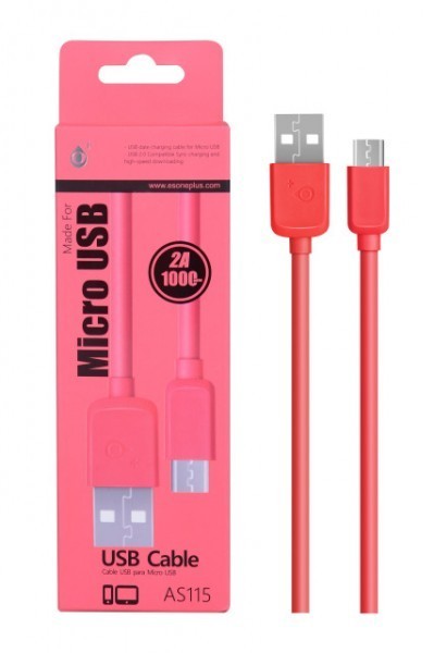 Datový a nabíjecí kabel PLUS, Micro USB, (AS115), červený