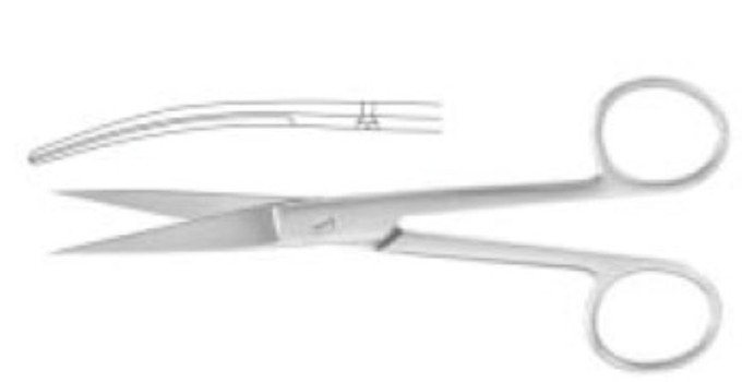 Nůžky chirurgické hrotnaté zahnuté 11,5cm