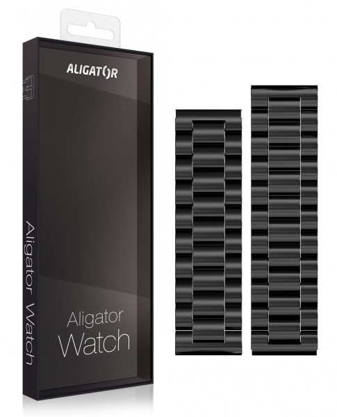 Náhradní kovový řemínek pro Aligator Watch Pro a Aligator Watch Pro X 22mm, černý