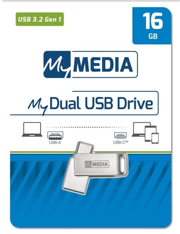 16GB USB Flash 3.2 MyDual stříbrný, USB-C/USB-A, MyMedia