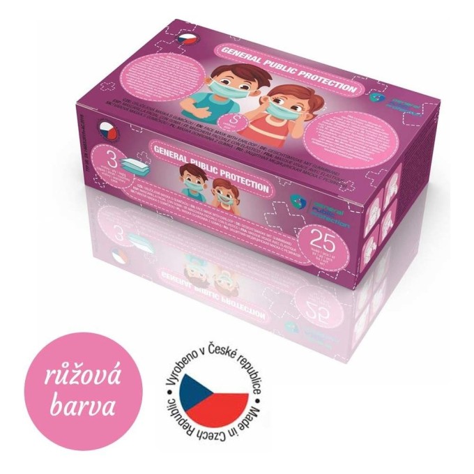 General Public dětská jednorázová rouška 25 ks RŮŽOVÁ