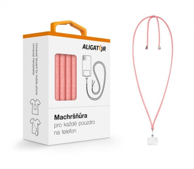 Univerzální šňůrka pro mobilní telefon Aligator Machršňůra, růžová