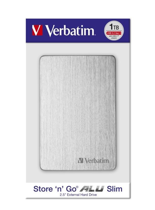 HDD 2.5" 1TB USB 3.2/USB-C Gen 1 ALU Slim stříbrný, externí disk Store ‘n’ Go Verbatim