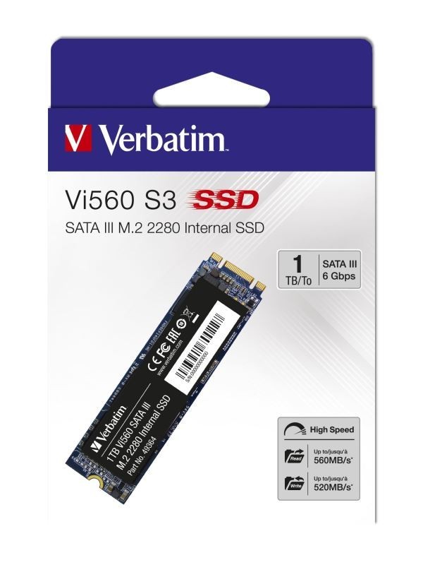 Verbatim SSD 1TB M.2 2280 SATA III Vi560 S3 interní disk, Solid State Drive