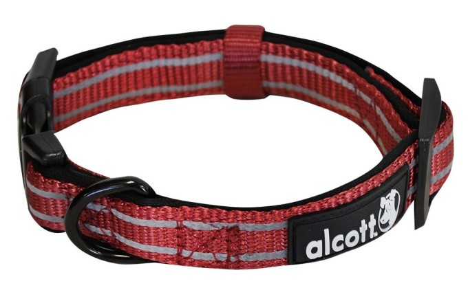 Alcott reflexný obojok pre psy, Adventure, červený, veľkosť M