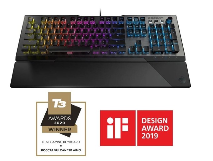 ROCCAT mechanická herní klávesnice Vulcan 120 AIMO, Titan Switch Tactile, RGB,US lay, stříbrno/černá