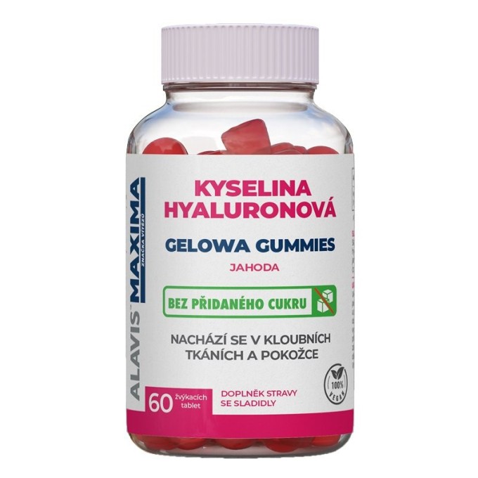 ALAVIS MAXIMA Kyselina Hyaluronová GELOWA GUMMIES Jahoda 60 žvýkacích tablet