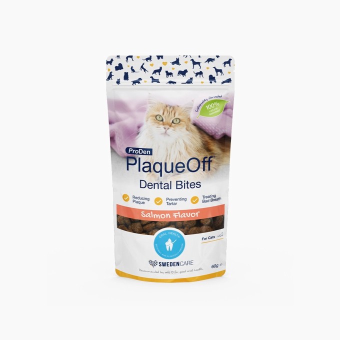 ProDen PlaqueOff® Dental Bites Cat lososové 60g