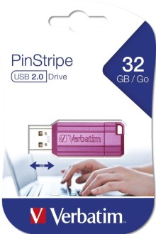 32GB USB Flash 2.0 PIN STRIPE Store'n'Go růžový Verbatim P-blist