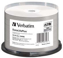 CD-R Verbatim DLP 700MB (80min) 52x WIDE THERMAL Professional Printable 50-cake NON-ID