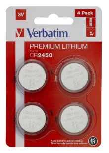Lithiové CR2450 3V baterie PREMIUM 4ks/pack Verbatim