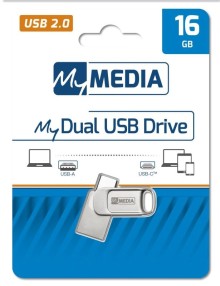 16GB USB Flash 2.0 MyDual stříbrný, USB-C/USB-A, MyMedia