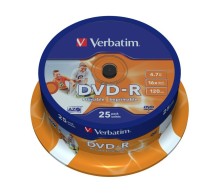 DVD-R Verbatim 4,7 GB (120min) 16x WIDE Printable 25-cake