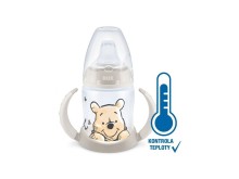 Dojčenská fľaša na učenie NUK Medvedík Pú s kontrolou teploty 150 ml béžová