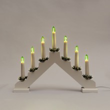Adventní svícen 2262-210 dřevěný bílý, 7x34V/0,2W LED Filament zelený