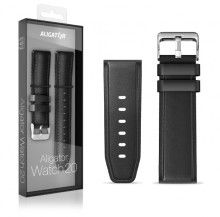 Řemínek ze syntetické kůže ALIGATOR 20mm, černý