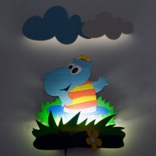 DoDo Dětská LED lampička Hroch (s dálkovým ovladačem)