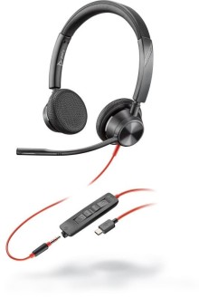 Poly BLACKWIRE 3325 Microsoft, náhlavní souprava na obě uši se sponou, USB-C + 3,5mm