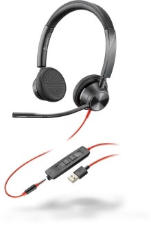 Poly BLACKWIRE 3325, náhlavní souprava na obě uši se sponou, USB-A + 3,5mm