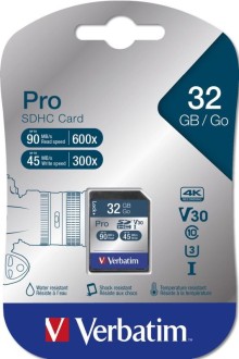 SDHC 32GB paměťová karta PRO UHS-I (U3) (90MB/s), V30, Class 10 Verbatim