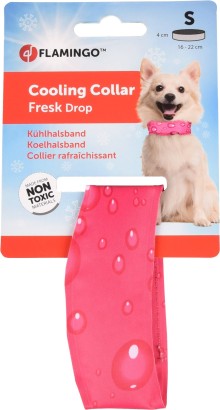 Flamingo Chladící obojek pro psy vzor kapky Fuchsia S 16-22cm