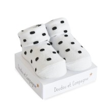 Doudou Ponožky univerzální 0/6 měs. 1 pár bílá s puntíky