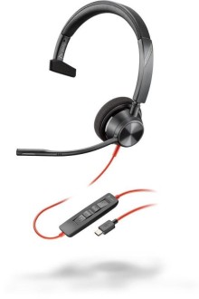 Poly BLACKWIRE 3310, náhlavní souprava na jedno ucho se sponou, C3310, USB-C konektor