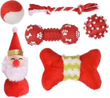 Flamingo Vianočná ponožka s hračkami pre psy - set