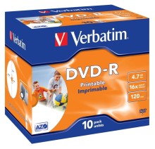 DVD-R Verbatim 4,7 GB (120min) 16x Printable jewel box, 10ks/pack