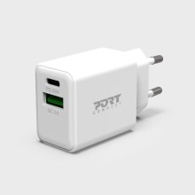 PORT CONNECT Combo USB-C PD a USB-A 20W nabíječka, bílá